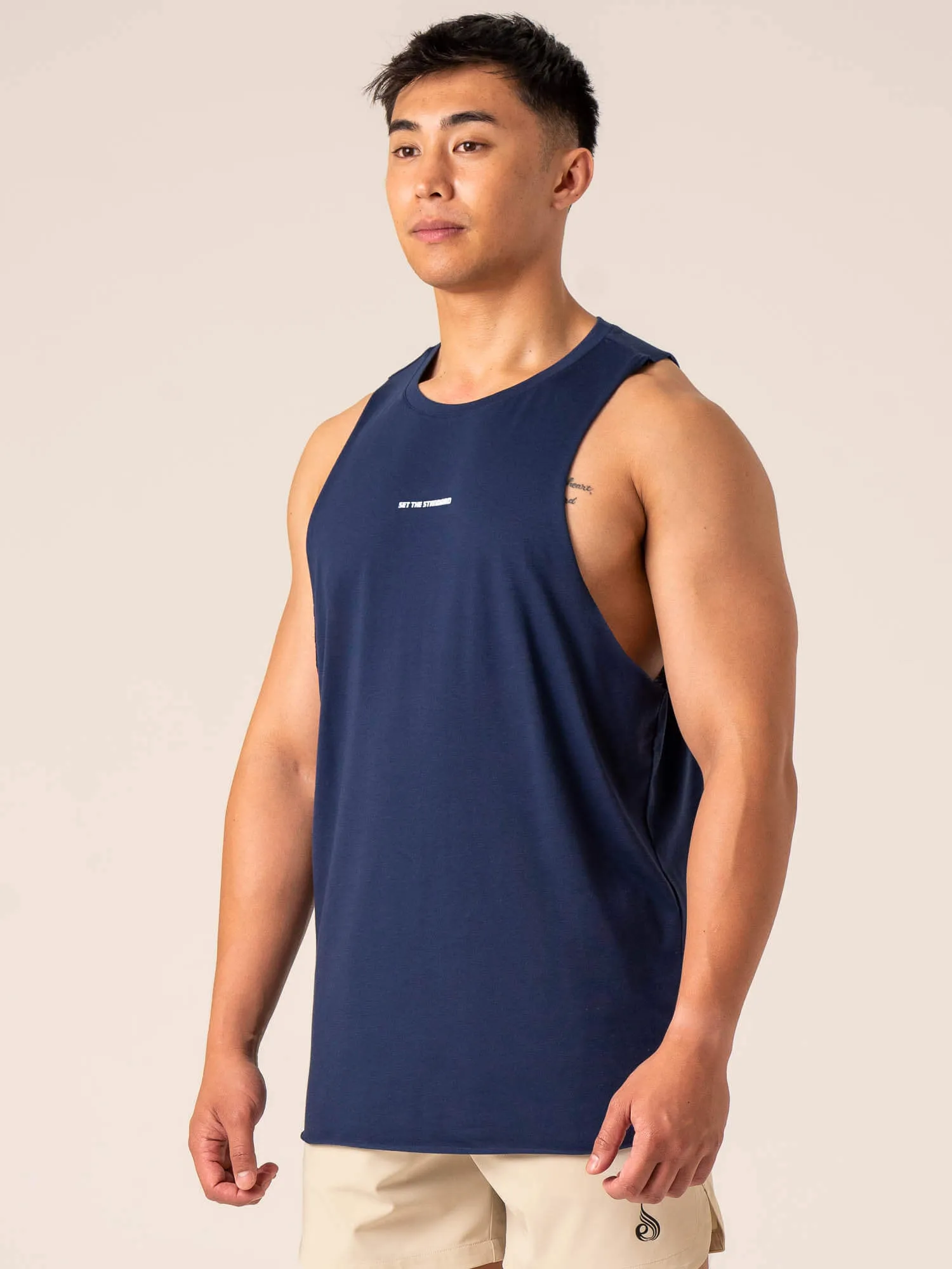 Emerge Drop Armhole Tank - Navy