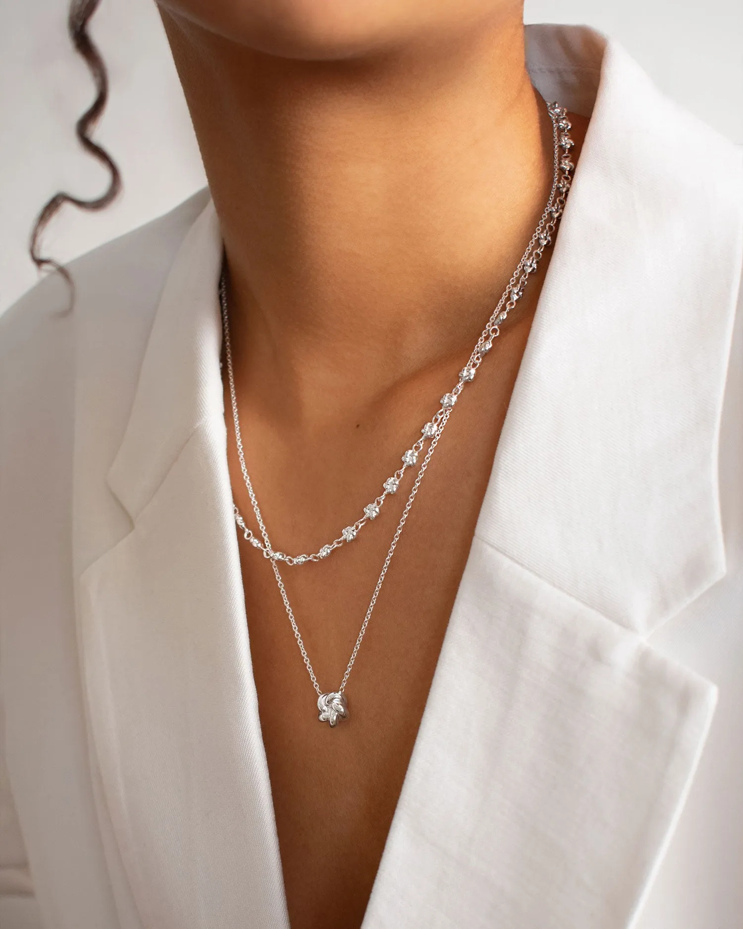 Empower drop chain necklace silver