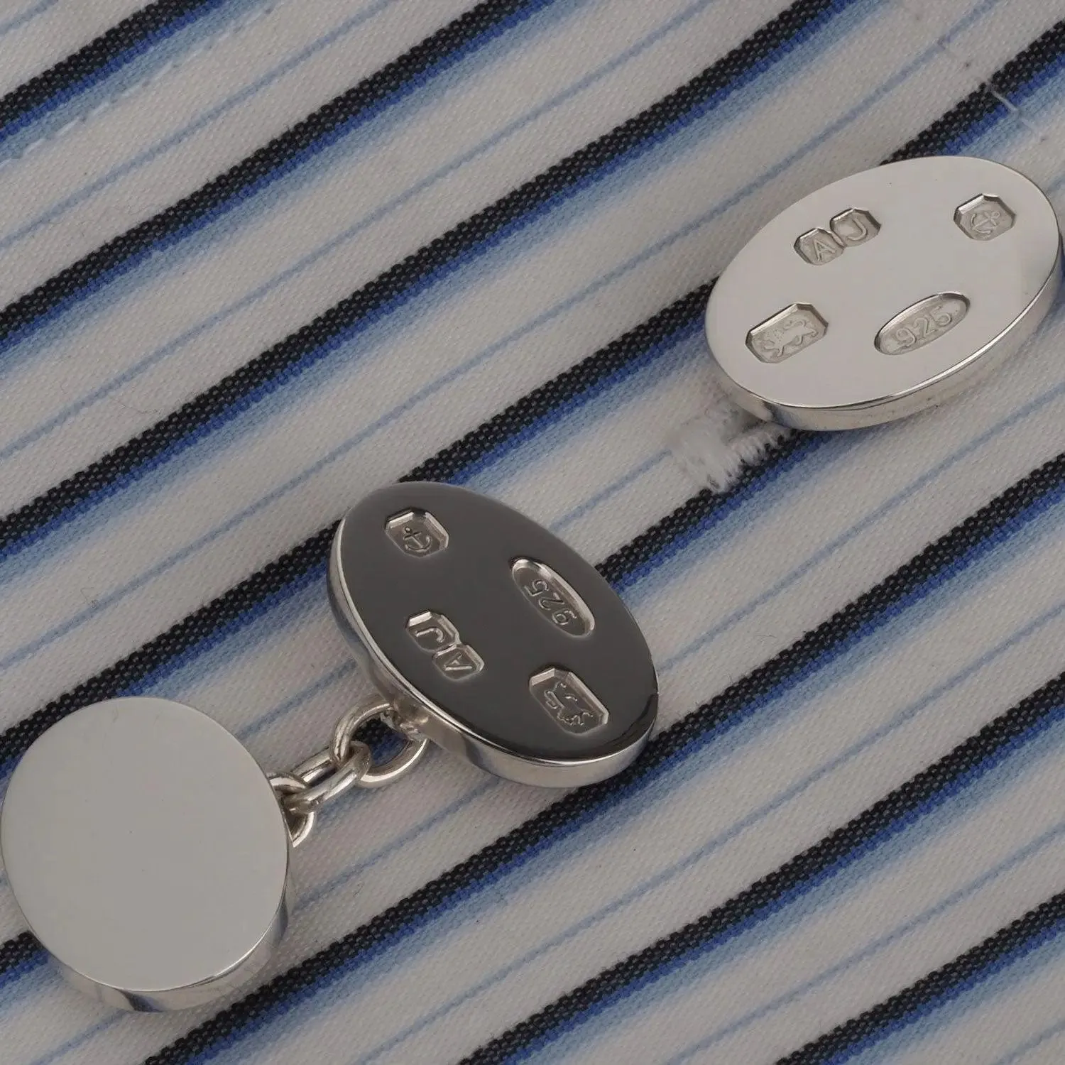 Engraved Sterling Silver Feature Hallmark Cufflinks Personalised