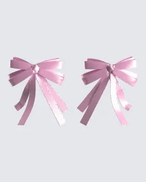 Felicity Pink Satin Bow Ties