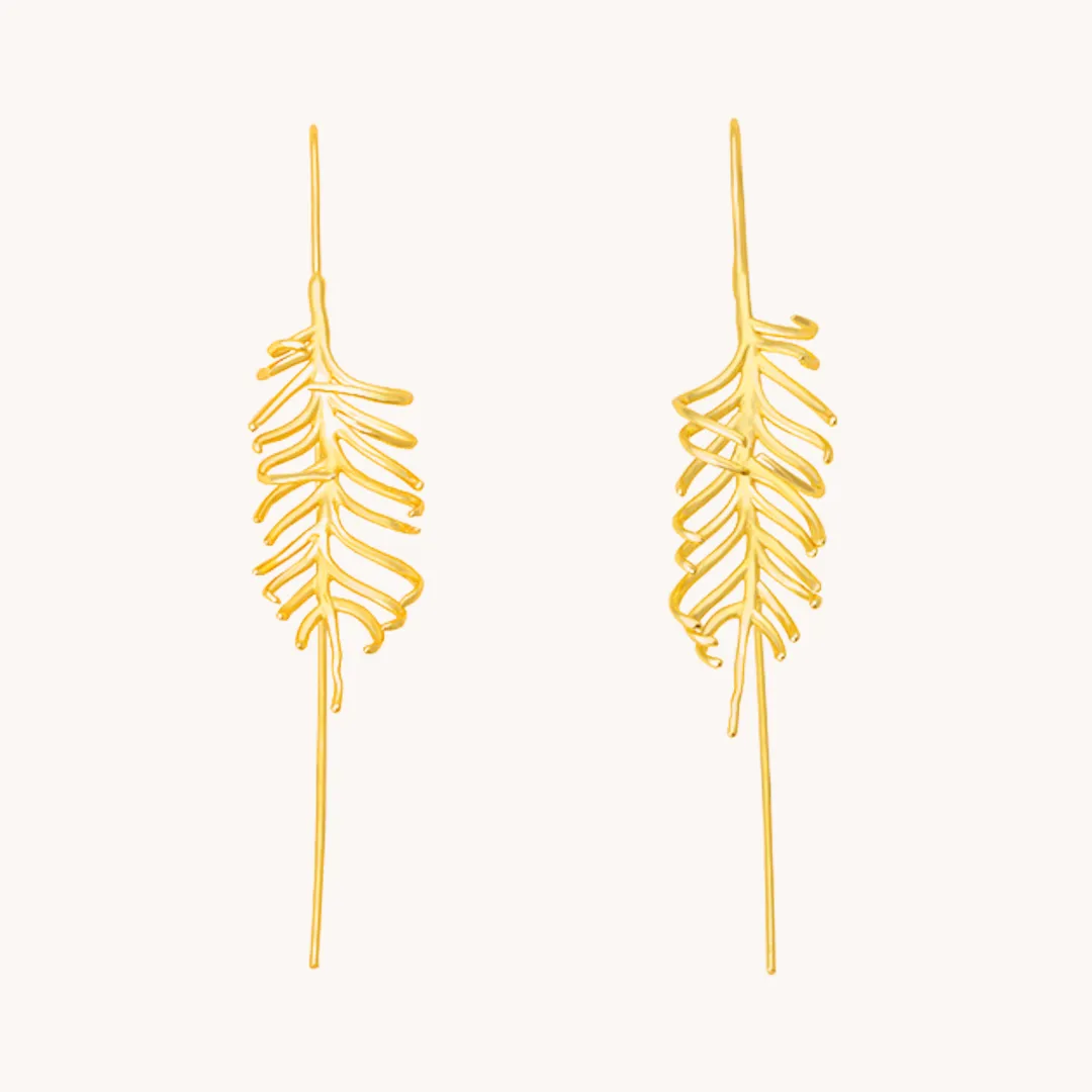 Fern Gold Drop Earrings