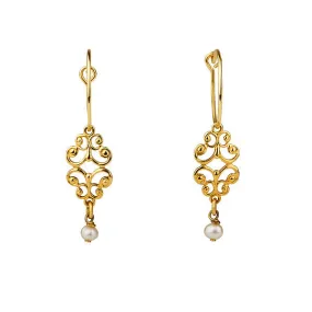 Filigree & Pearl Drop Earrings