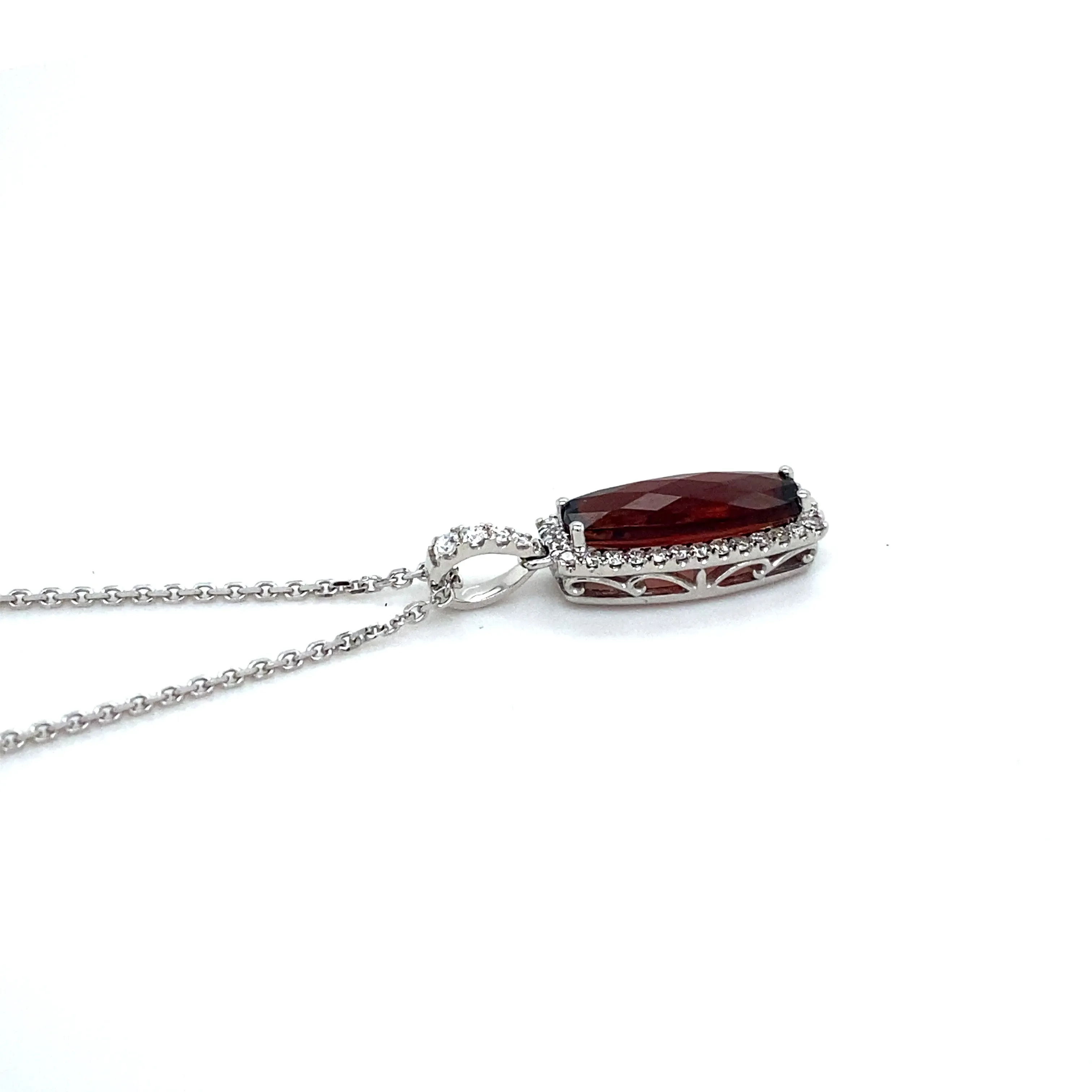 Garnet & Diamond Halo Pendant