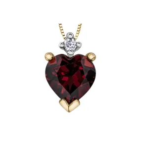 Garnet & Diamond Heart Pendant