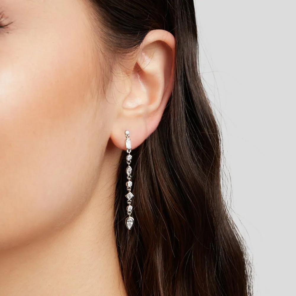 Gianna Silver Crystal Drop Earrings