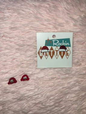 Glitter Christmas Santa Hats Stud Earrings