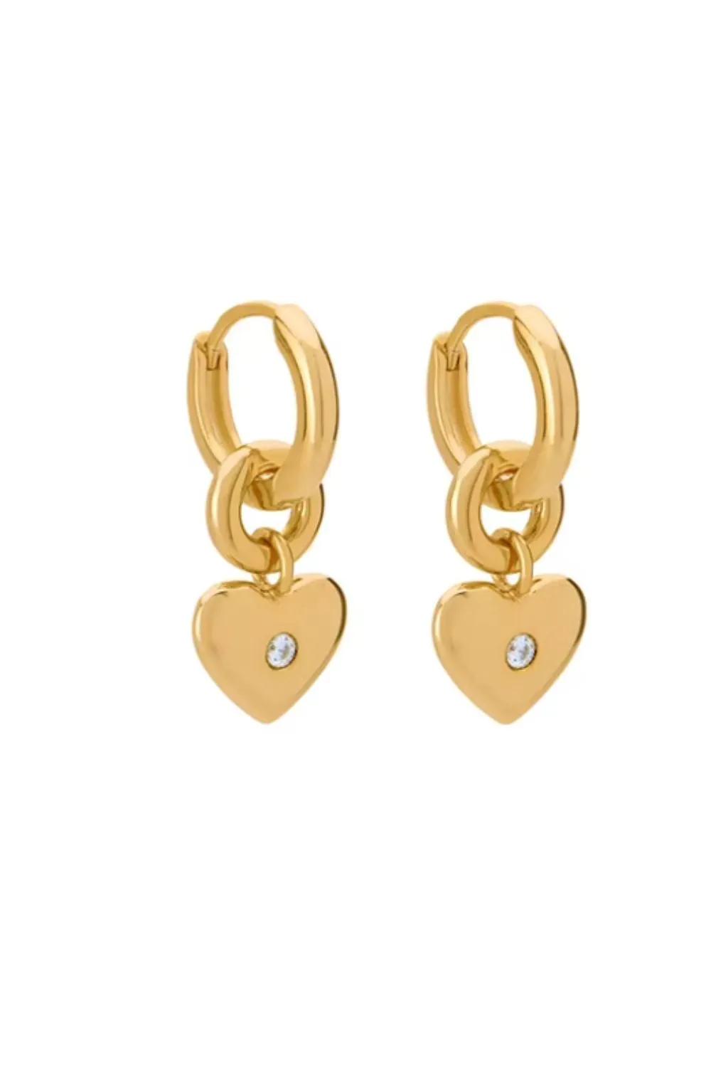 Gold Heart drop hoops