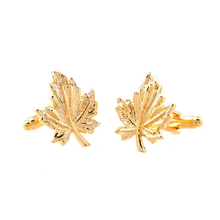 Golden Maple Leaf French Swank Cufflinks