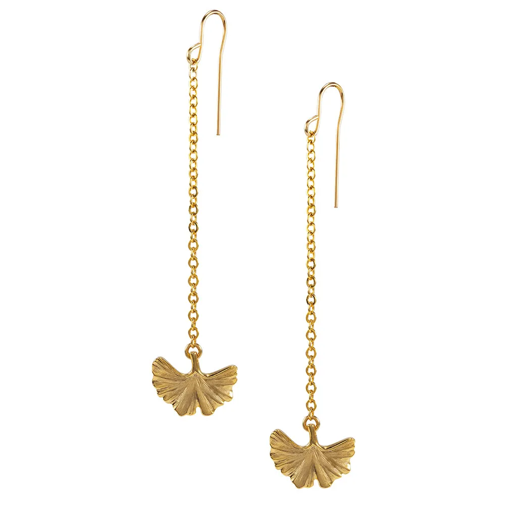 Goldtone Ginko Drop Earrings