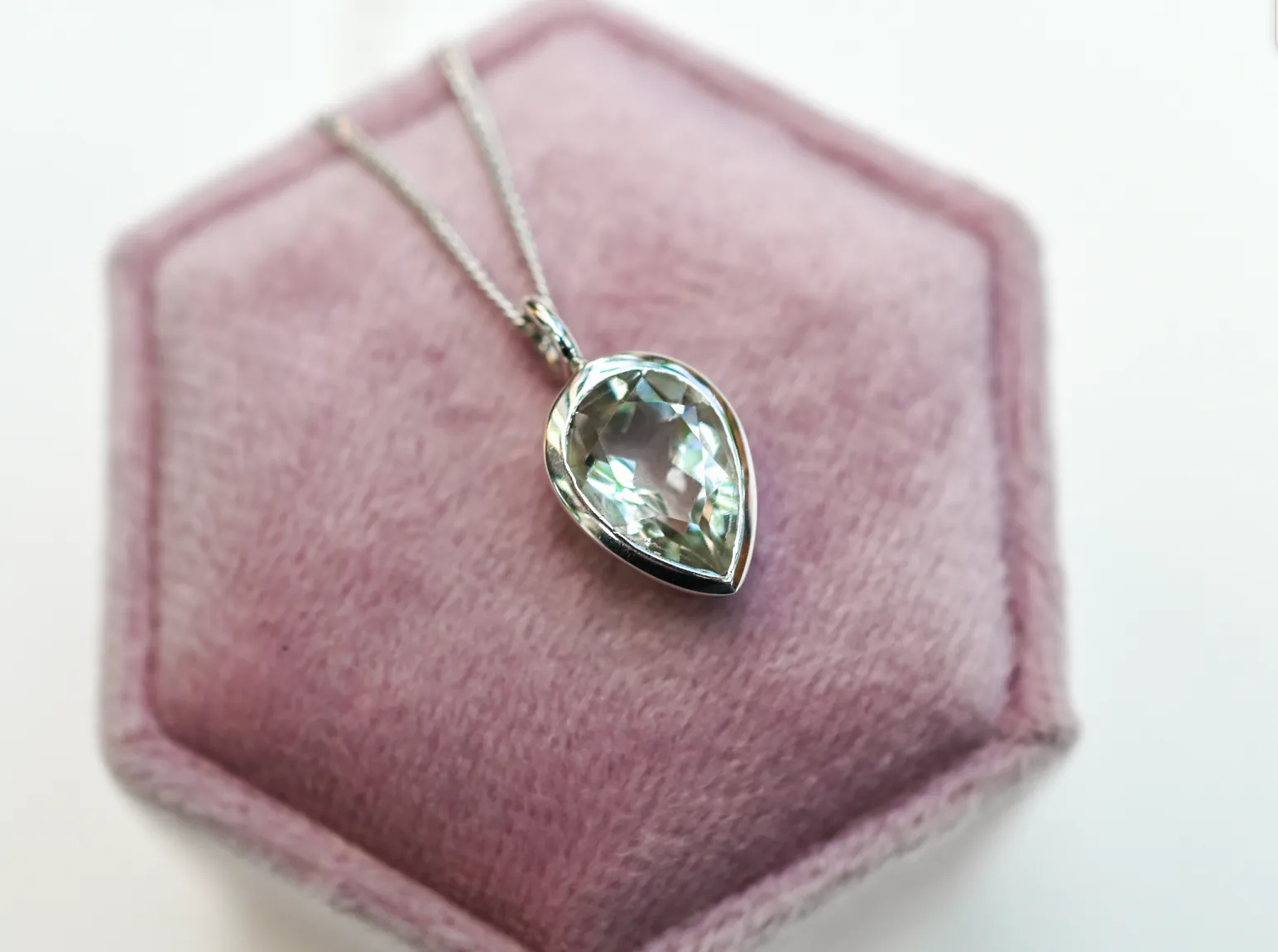 Green Amethyst Gem Drop Pendant