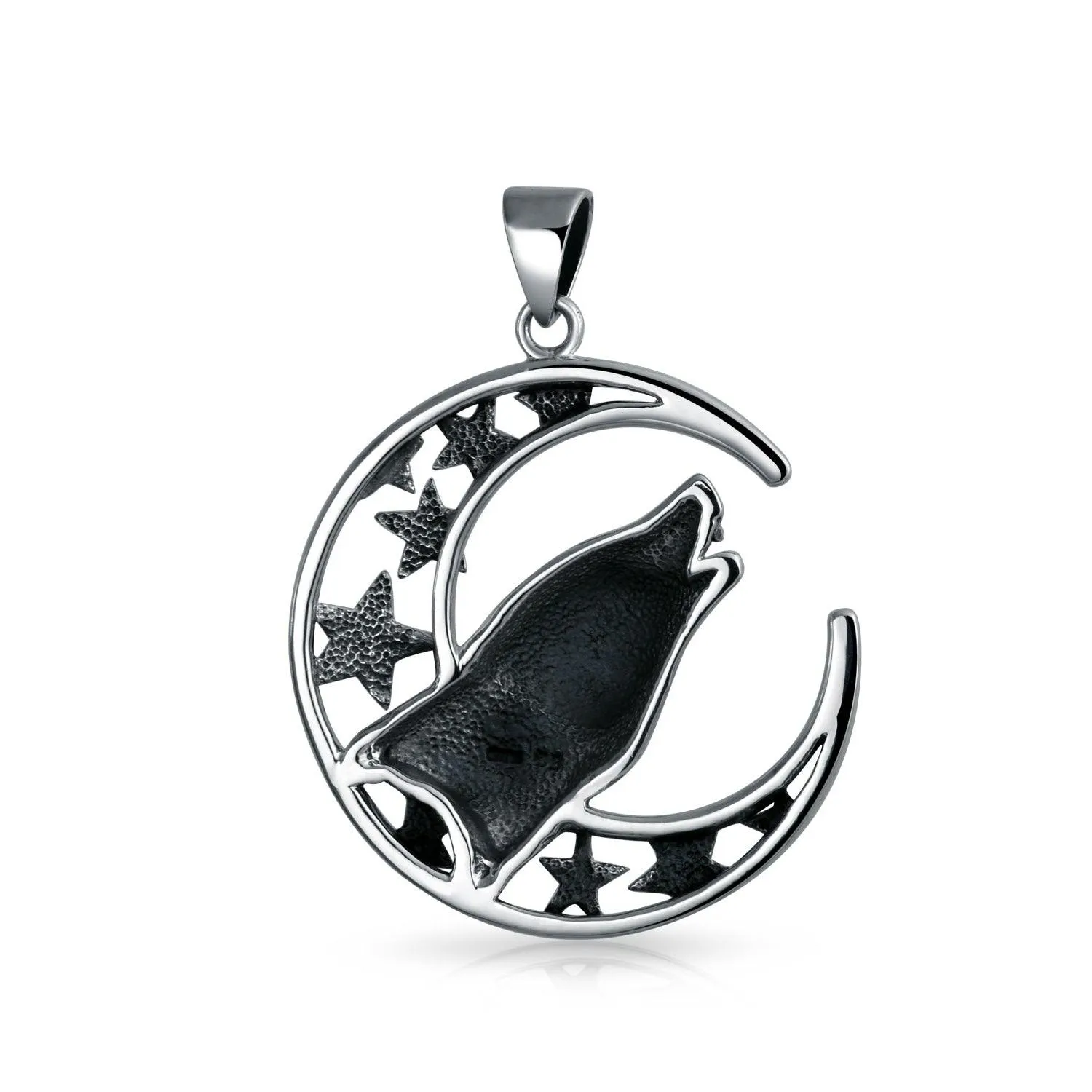 Howling Wolf Crescent Moon Pendant Werewolf Necklace Pendant Earrings