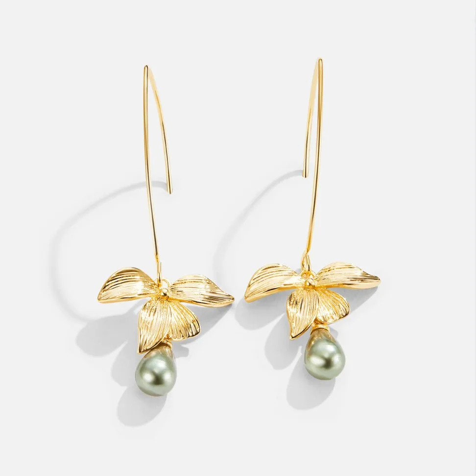 Jade Pearl & Petal Drop Earrings