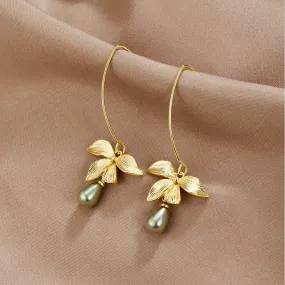 Jade Pearl & Petal Drop Earrings