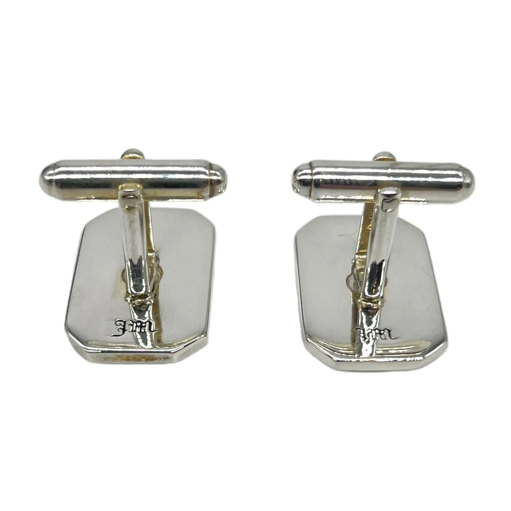 JM Cufflinks Rectangular Skull Design - Black & Silver