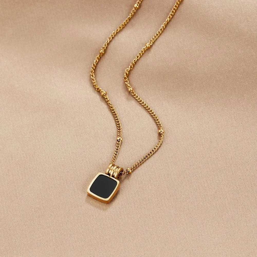 Lucia Black Pendant Necklace