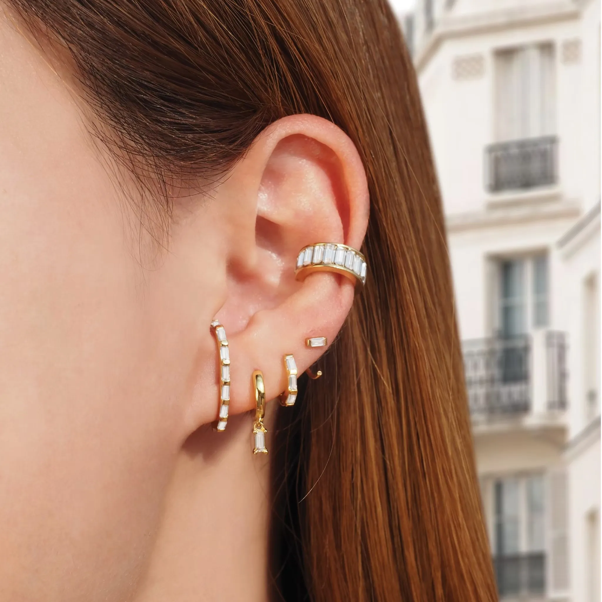 Luxurious Crystal Pave Baguette Ear Cuff