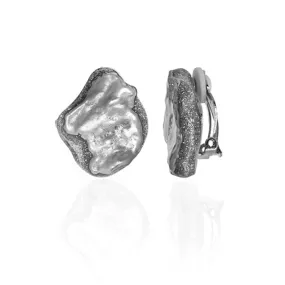 Matte Silver Tone Clip Earring