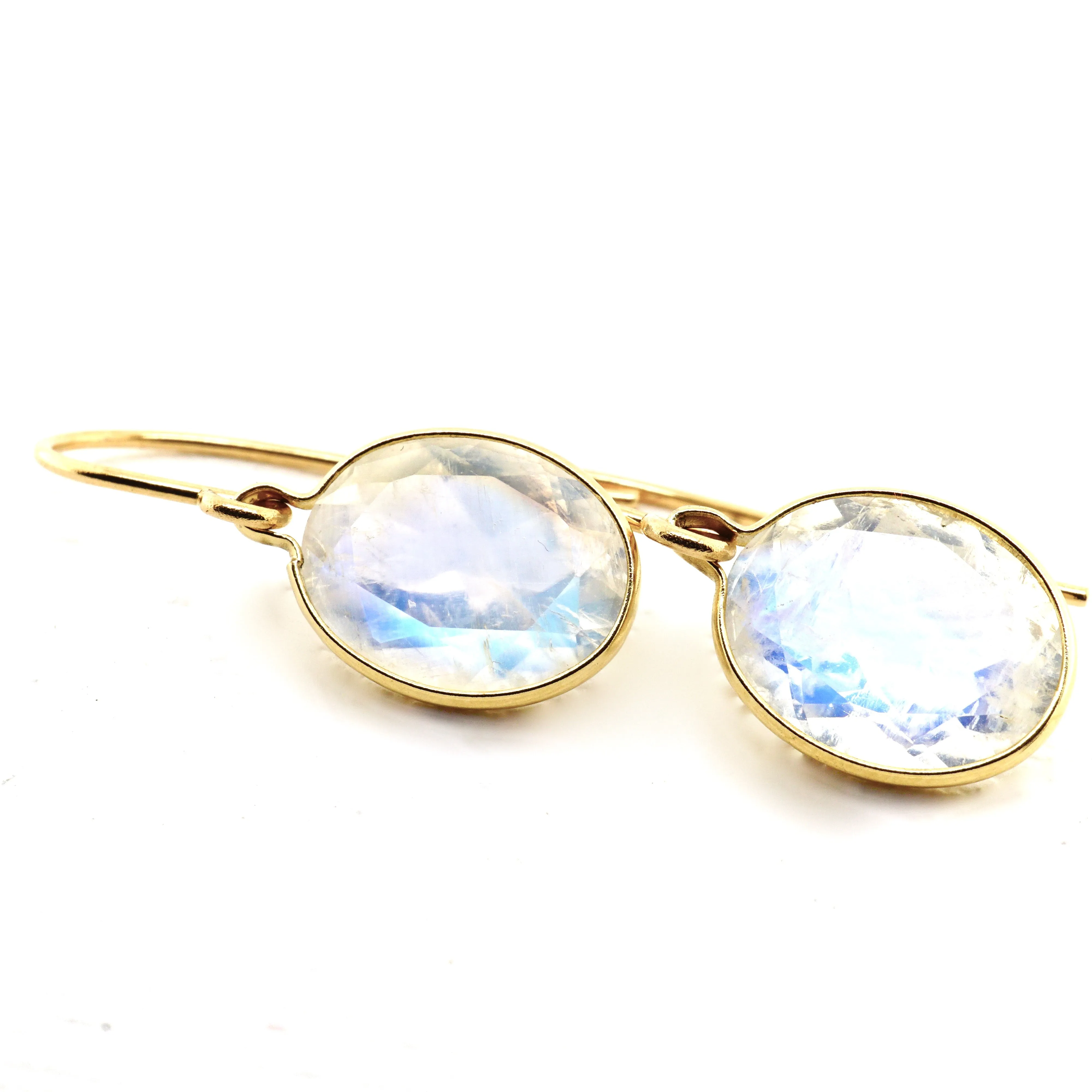 Moonstone Drop Earrings - Oval Moonstone Dangle Earrings - Moonstone Earrings 14k or Silver