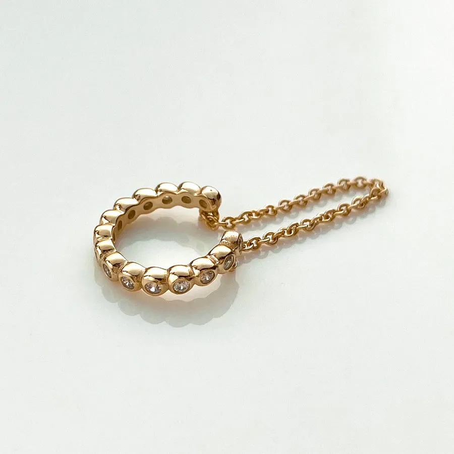 Pave Drop Chain Gold Ear Cuff