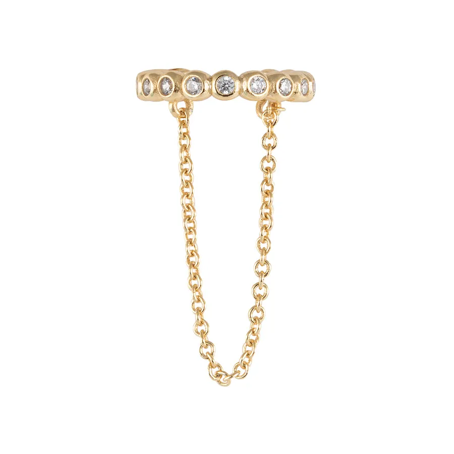 Pave Drop Chain Gold Ear Cuff