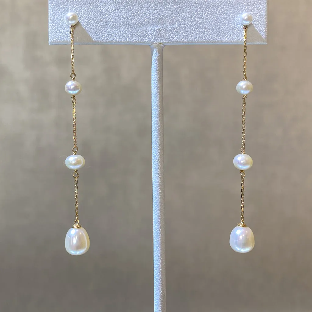 Pearl and Chain Drop Earrings