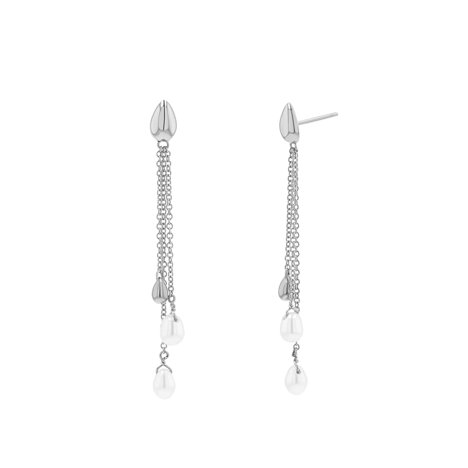 Pearl Drop Chain Earrings