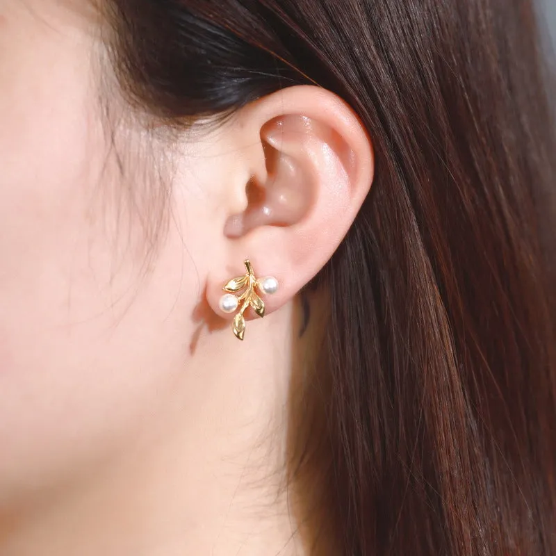 Pearl Leaf Earrings