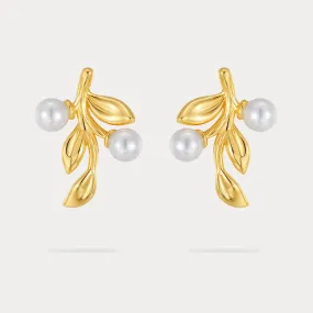 Pearl Leaf Earrings