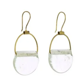 Playa Brass Earring, Glass Drop