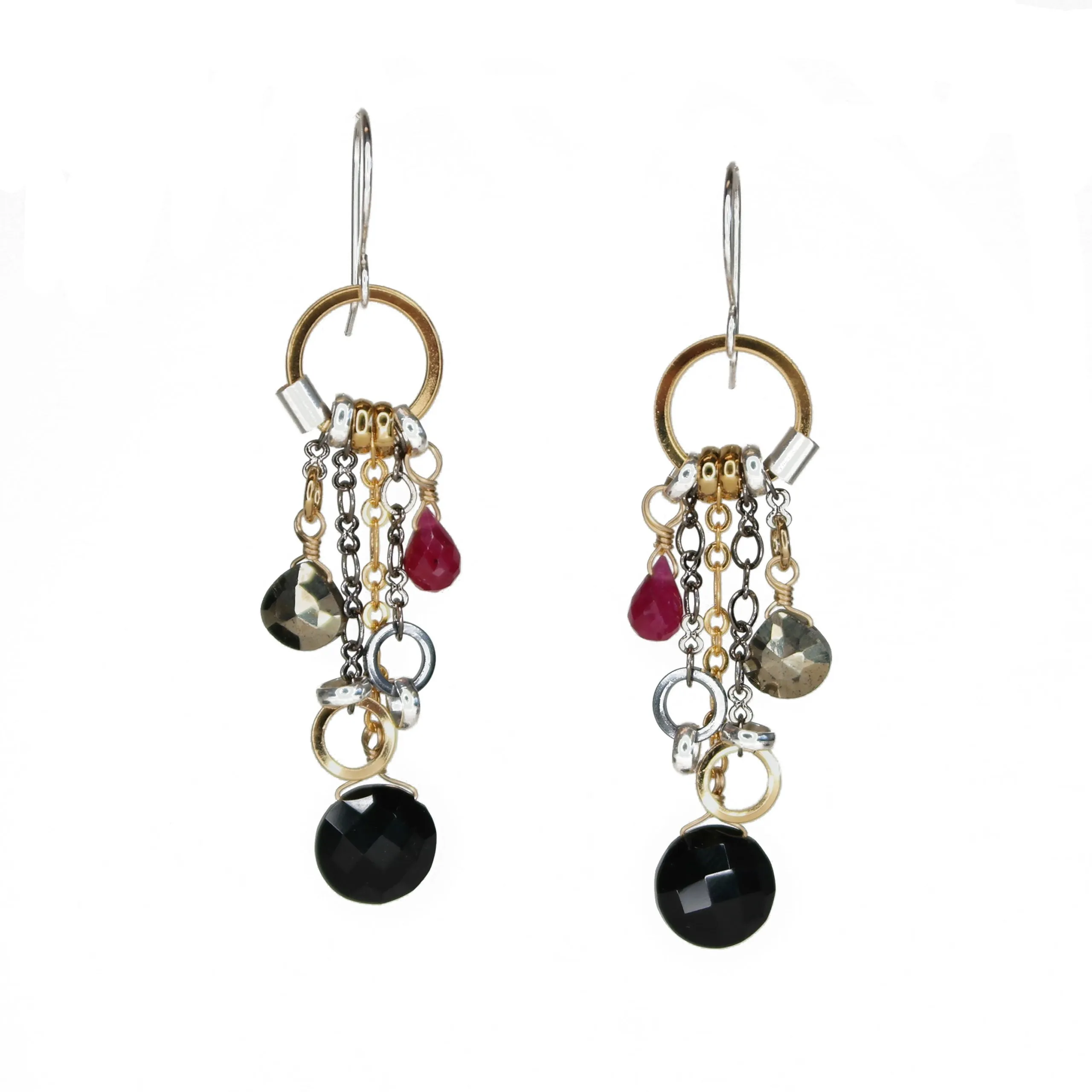 Pyrite Long Drop Earrings