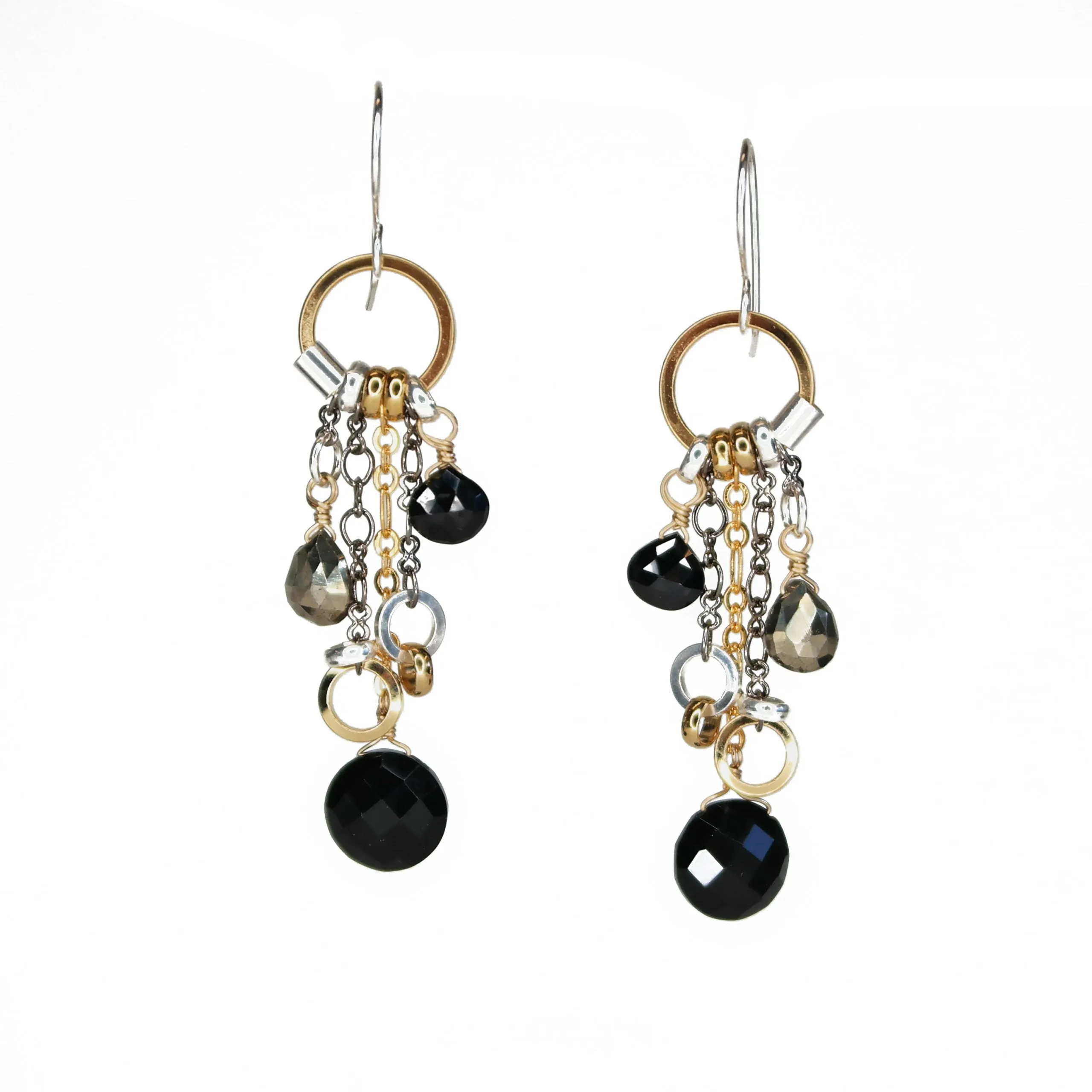 Pyrite Long Drop Earrings