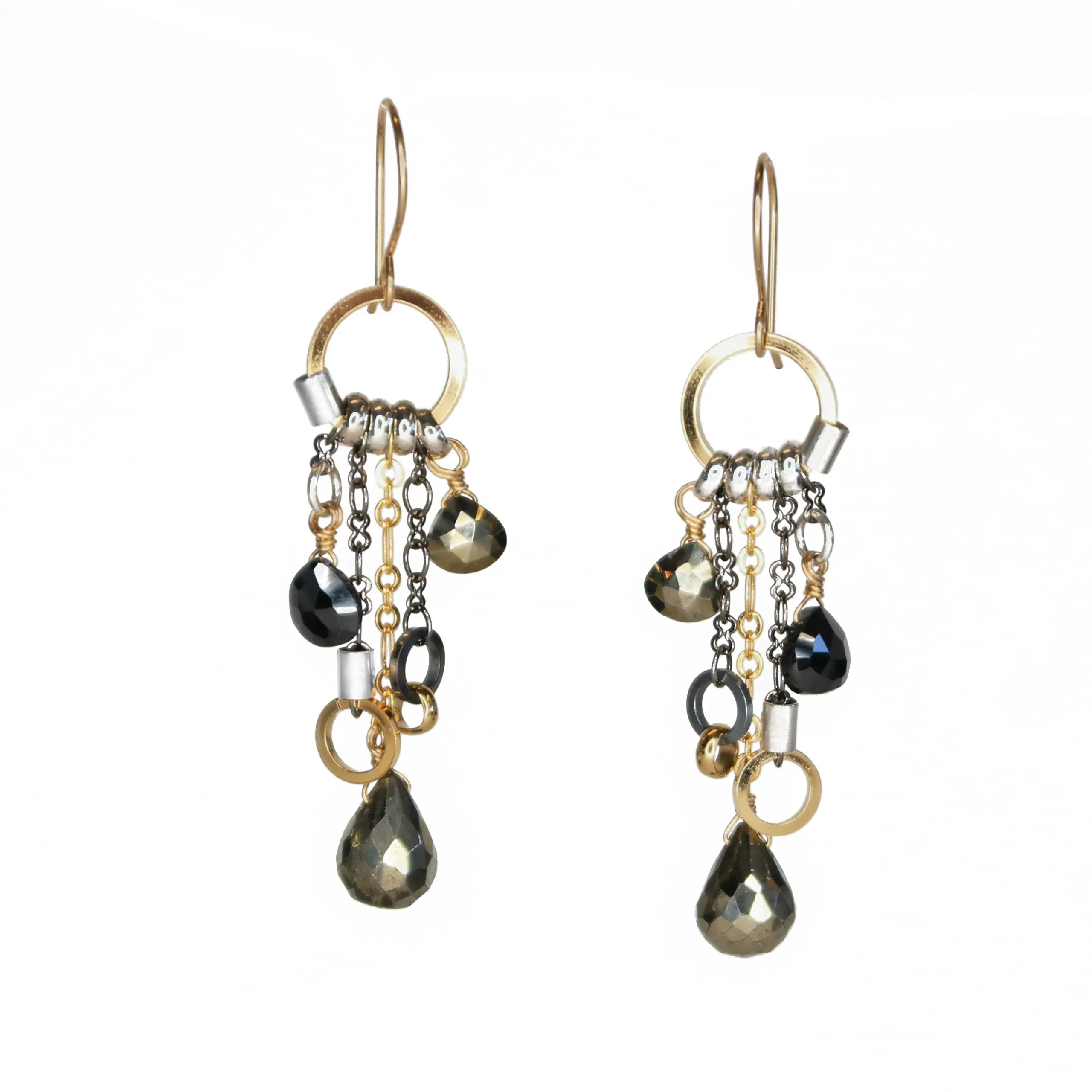 Pyrite Long Drop Earrings