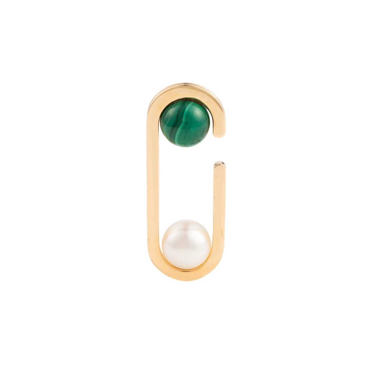 "Beluga" Malachite Pearl Ear Cuff