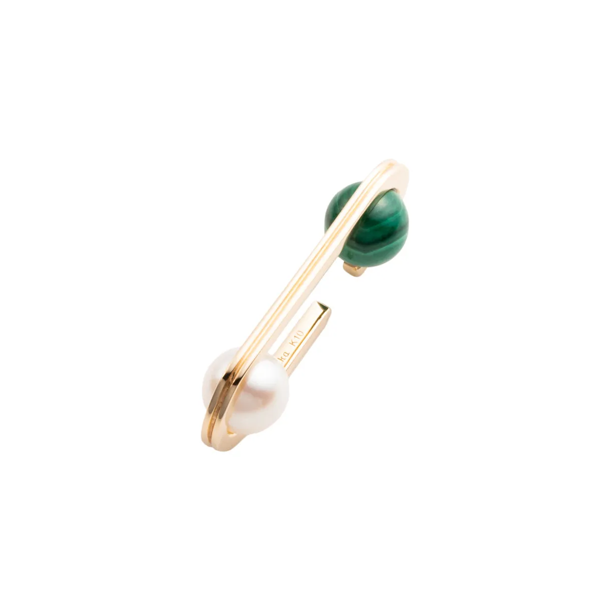 "Beluga" Malachite Pearl Ear Cuff