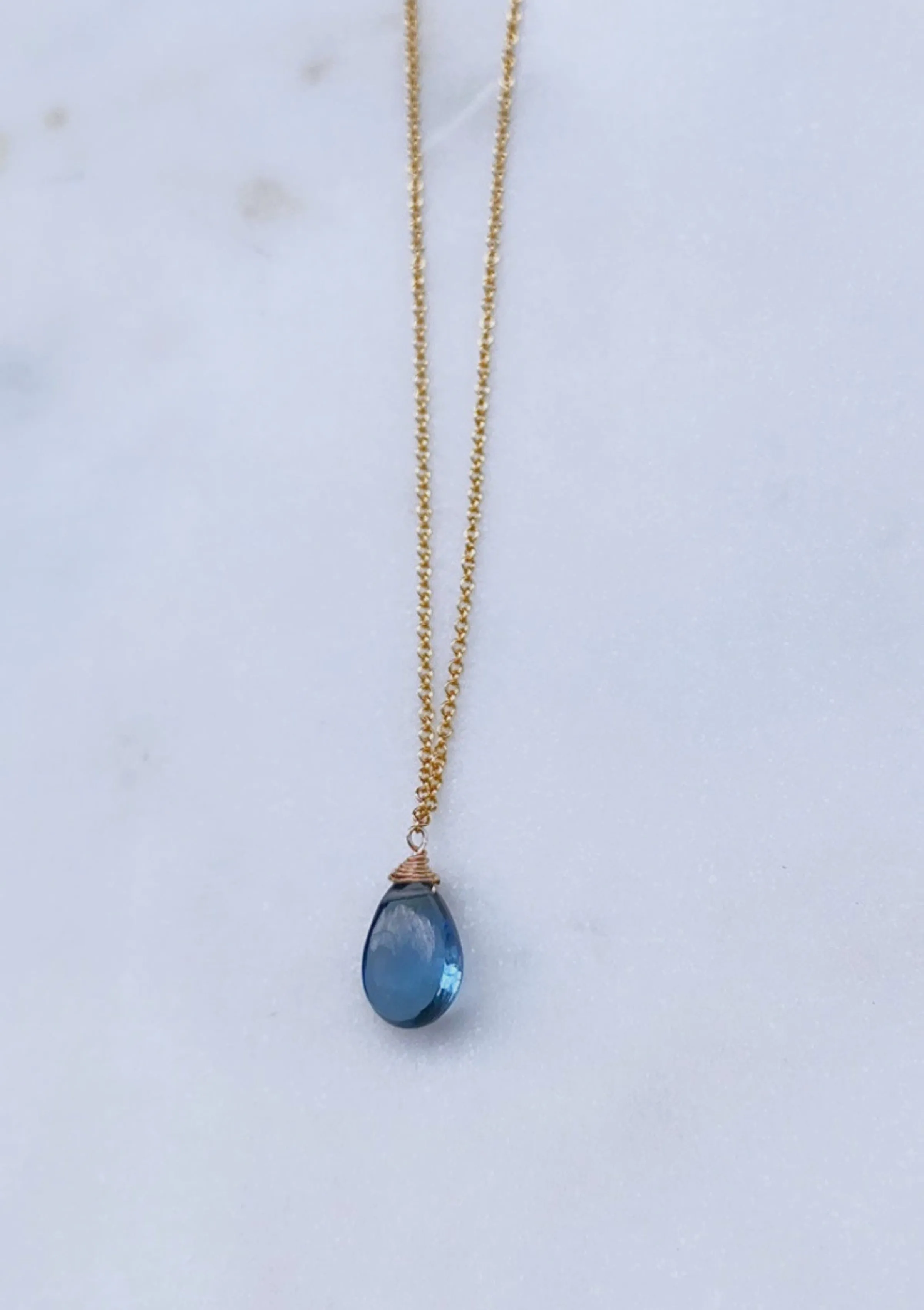 Siberian Blue Quartz Drop Necklace