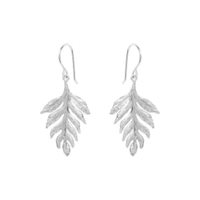 Silver Fern Drop Earrings