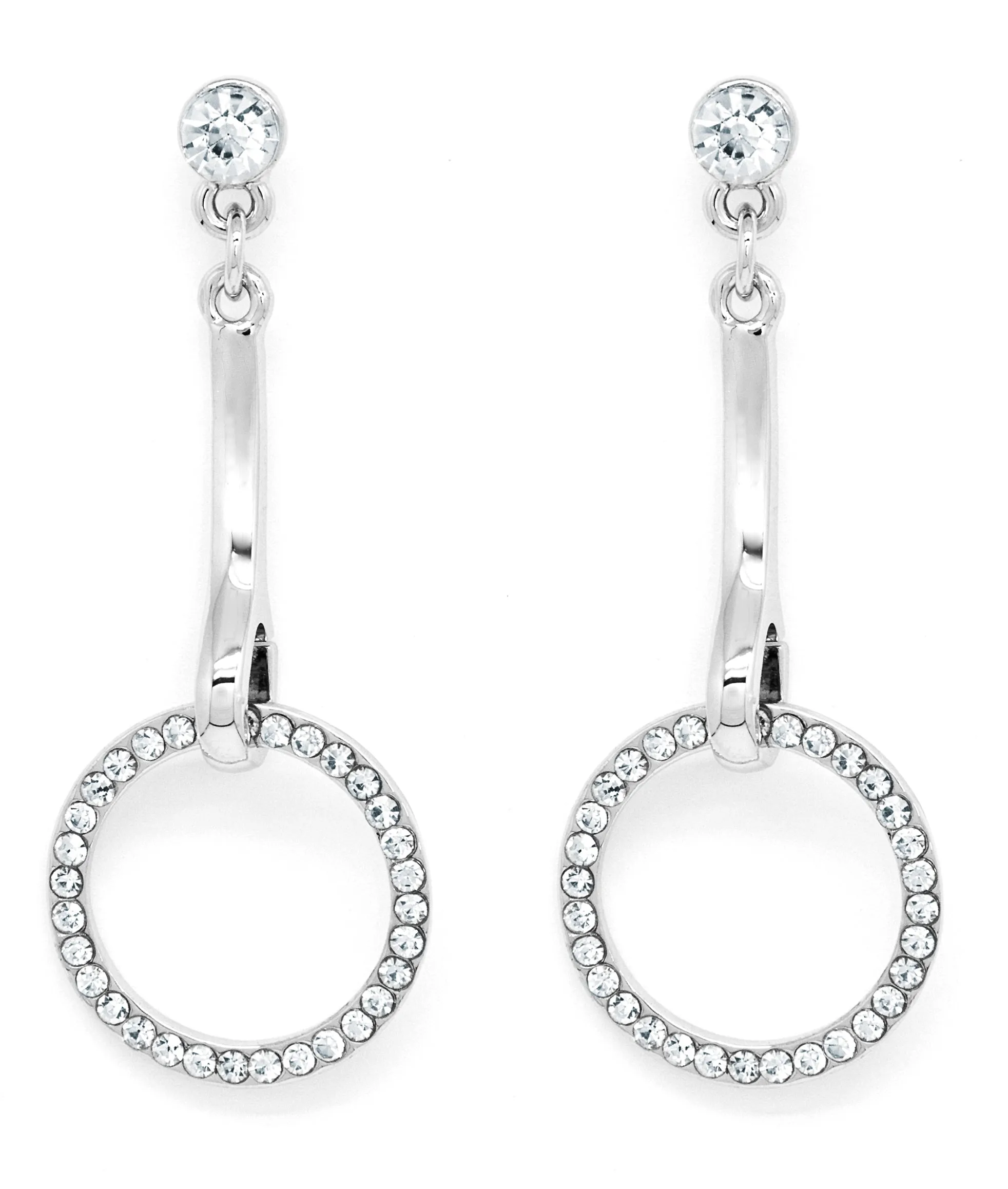 Silver tone round drop earrings