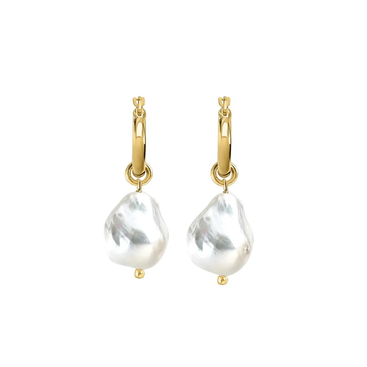 Small Hoops Pearl Drop Earrings