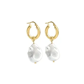 Small Hoops Pearl Drop Earrings