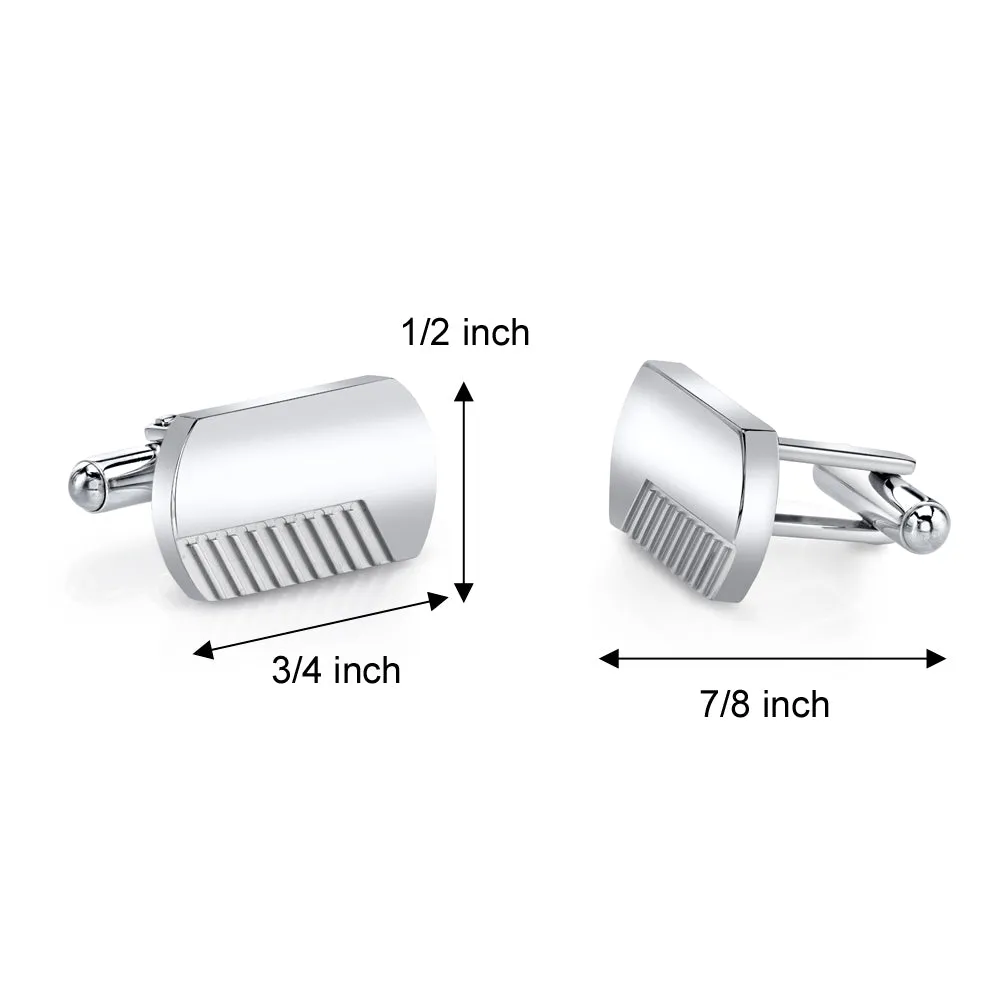 Stainless Steel Cufflinks Brushed Polish Finish