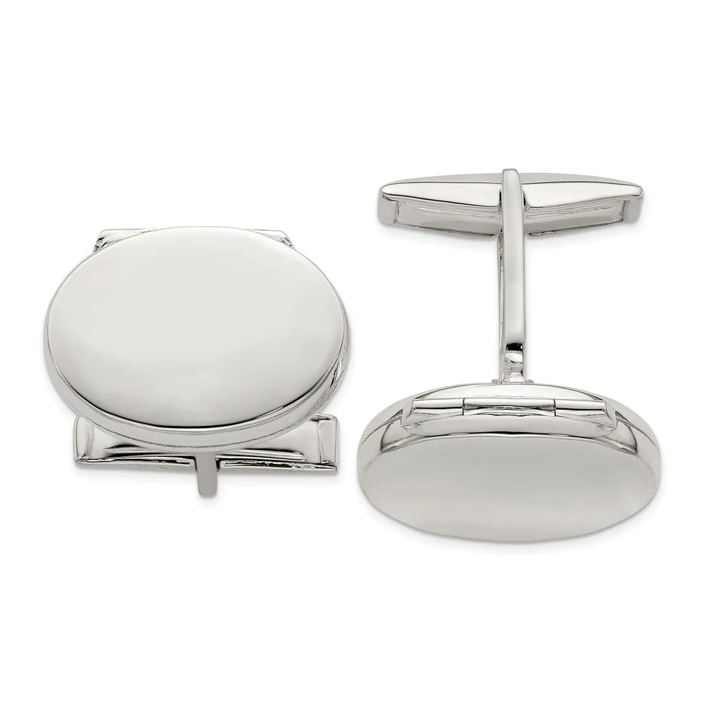 Sterling Silver Oval Locket Cufflinks