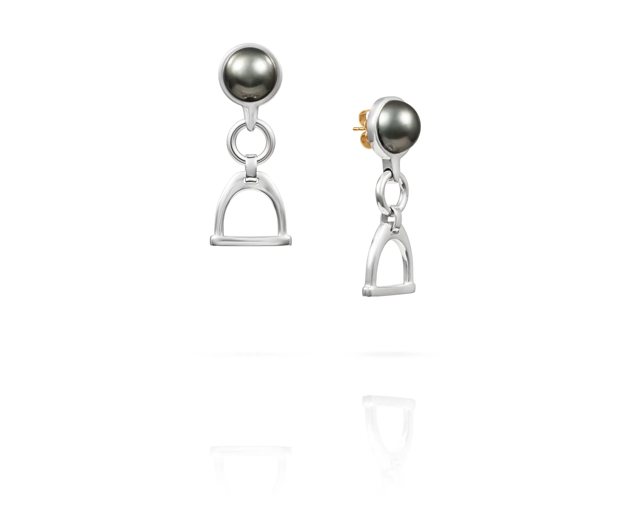 Stirrup Bit Tahitian Drop Earrings