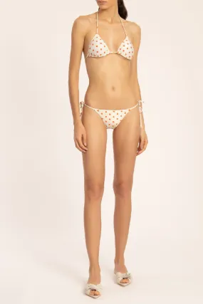 Tangerine Pois Triangle Bikini With Side Ties