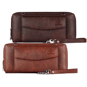 THE CLOWNFISH Combo of 2 Womens Wallets Ladies Purse Handbag Clutch Bag (Rust, Dark Brown)