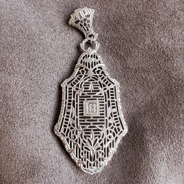 Vintage Filigree Diamond Pendant