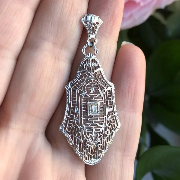 Vintage Filigree Diamond Pendant