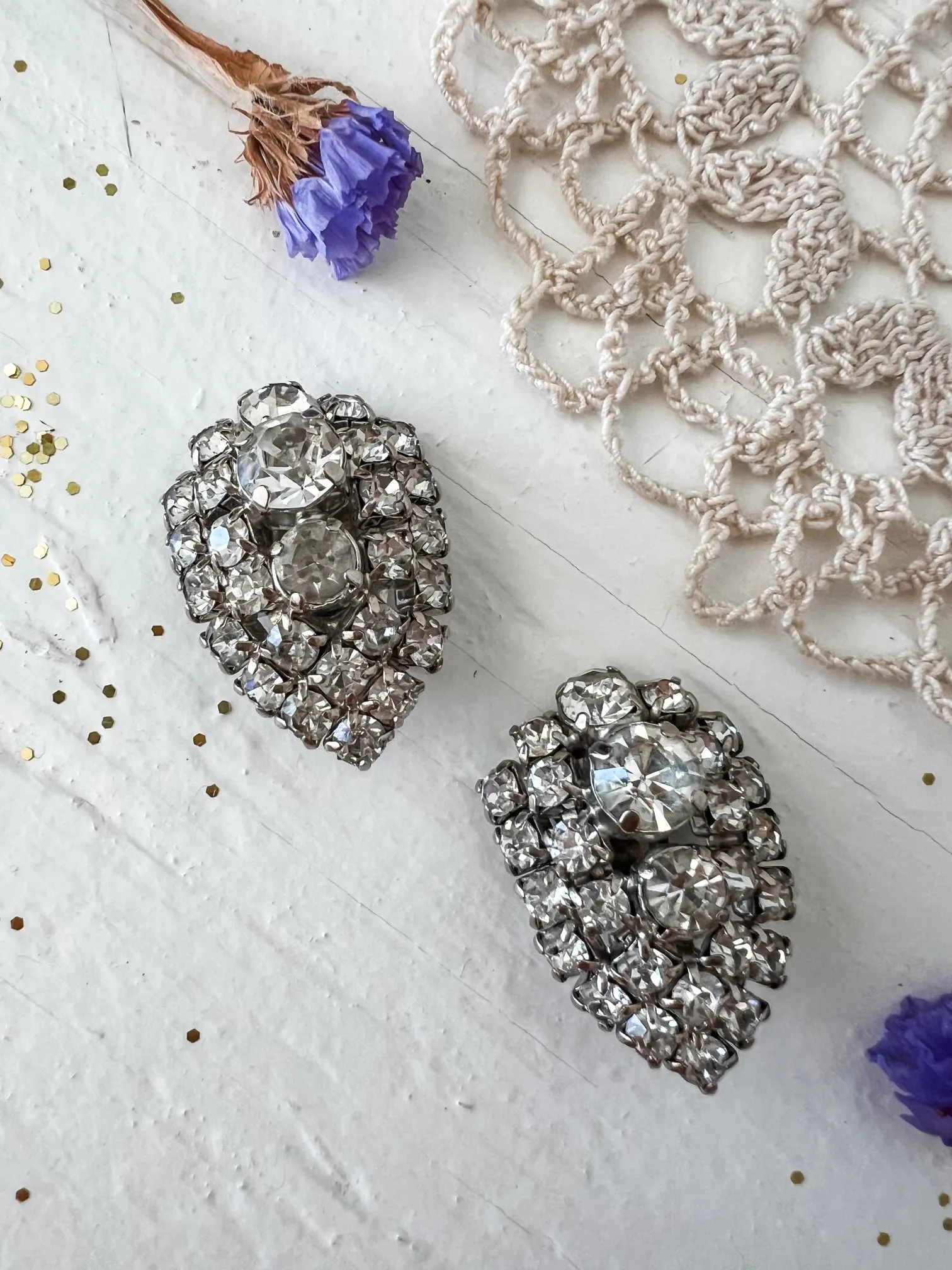 Vintage Rhinestone Clip-On Earrings